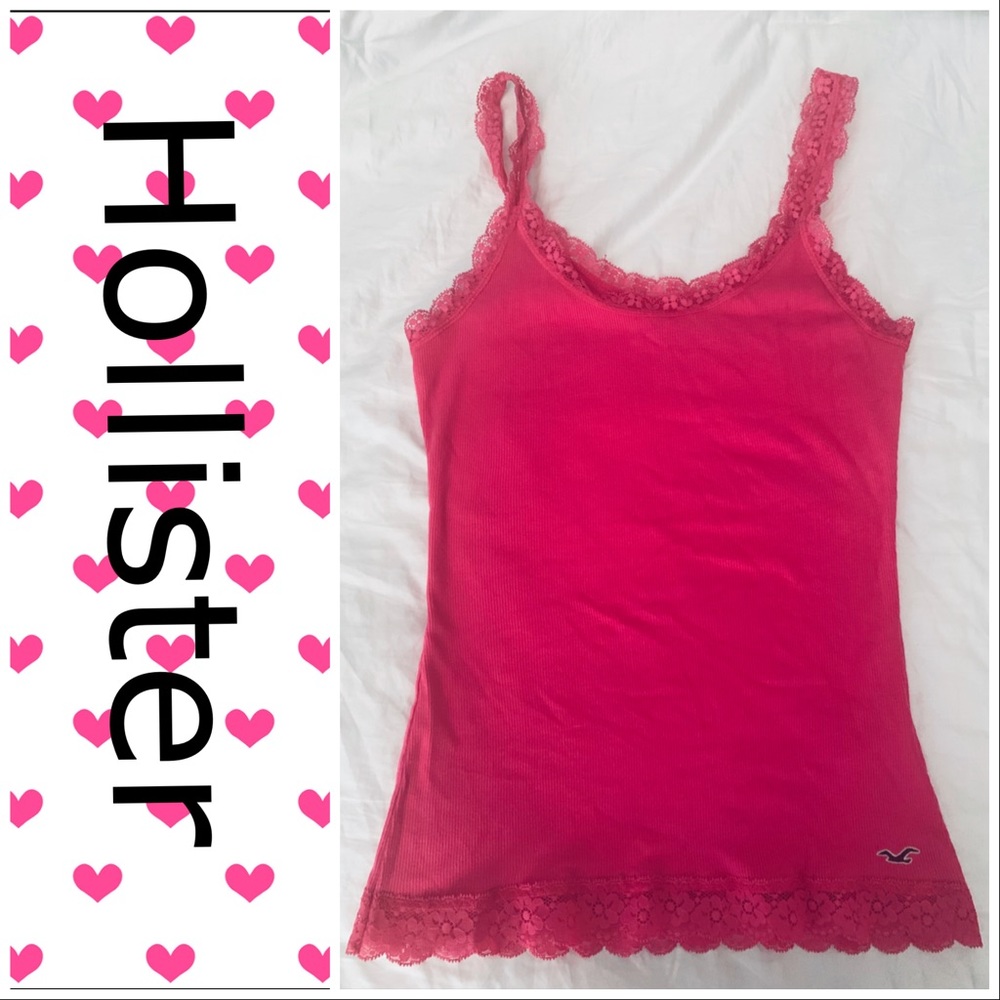 Hollister pink lace tank top cami - medium